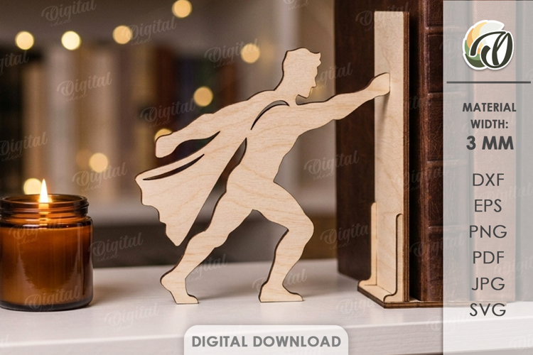 Book Stopper Laser Cut. Bookshelf Decor. Superhero SVG