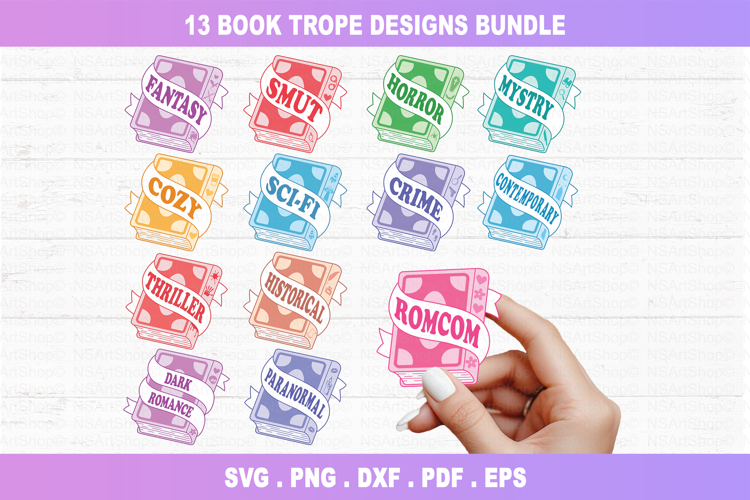 Book Tropes SVG Bundle, bookish png Files