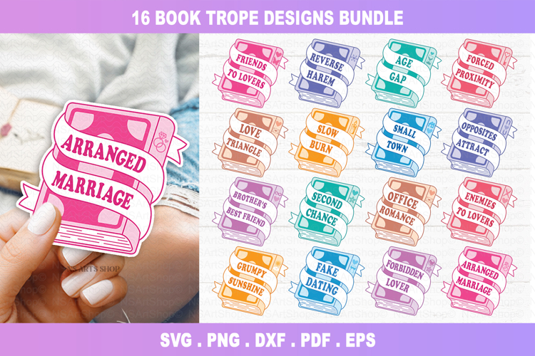 Book Tropes SVG Bundle, bookish png Files