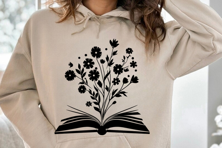 Floral Book SVG PNG, Book Flower Svg Design, Flowers Growing