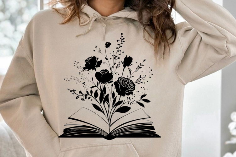 Floral Book SVG PNG, Book Flower Svg Design, Flowers Growing