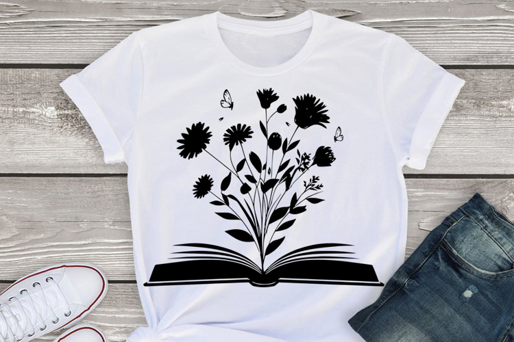 Floral Book SVG PNG, Book Flower Svg Design, Flowers Growing