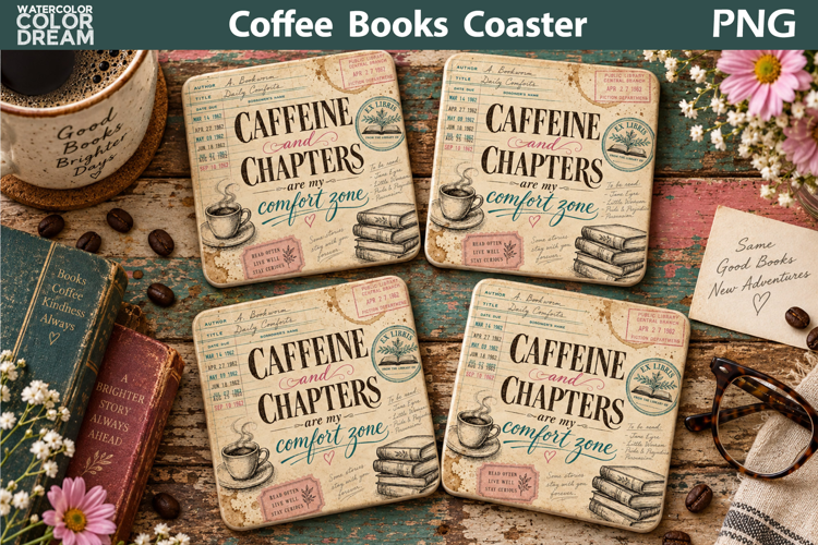 Caffeine and Chapters | Library Card Sublimation