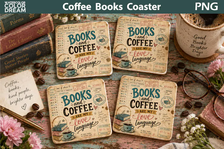 Book Quotes Square Coaster | Library Card Sublimation