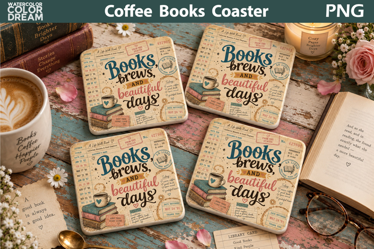 Bookish Coffee Quote | Library Card Sublimation
