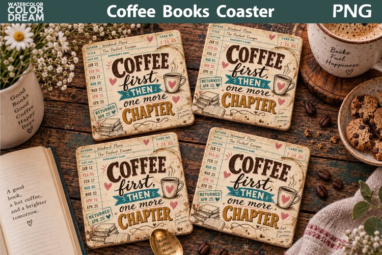 Book Quotes Square Coaster | Library Card Sublimation example image 1