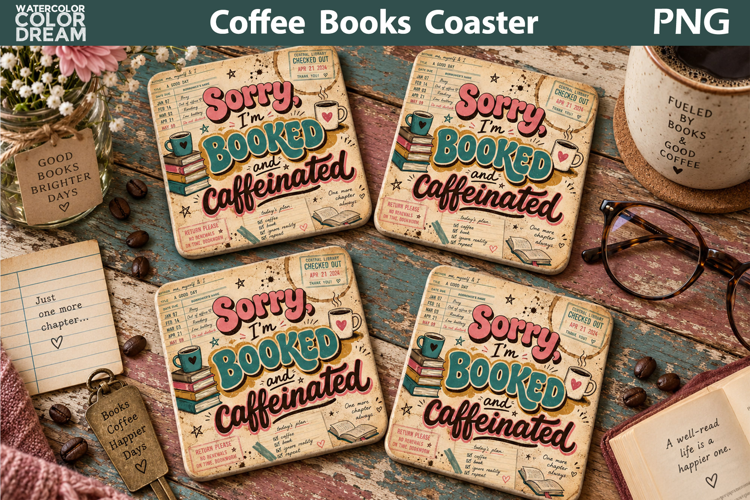 Booked and Caffeinated | Library Card Sublimation