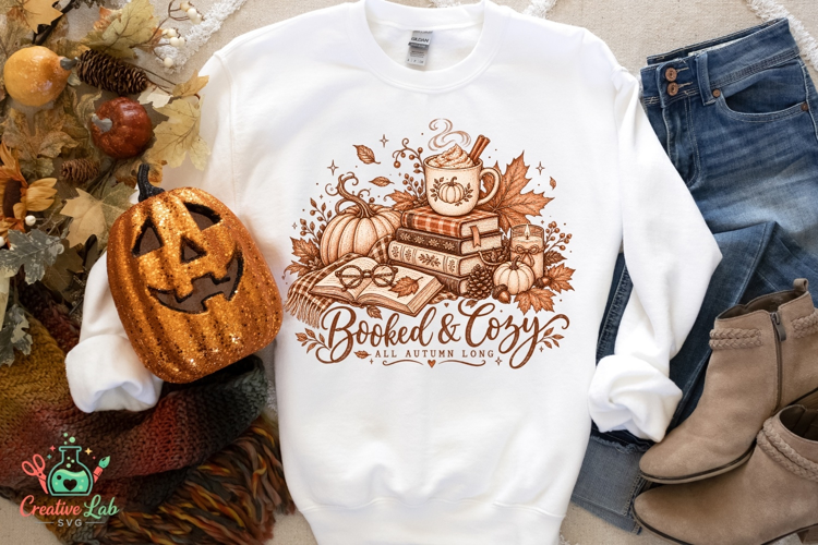 Bookish Fall PNG, All Booked For Fall, Autumn Shirt PNG