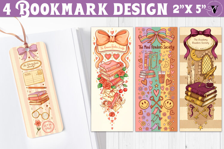 4 Bookish Bookmarks | Book Lover Bookmark designs example image 1