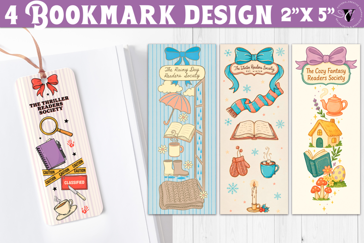 4 Bookish Bookmarks | Book Lover Bookmark designs