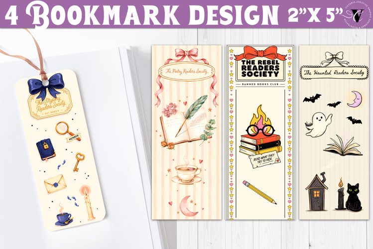 4 Bookish Bookmarks | Book Lover Bookmark designs