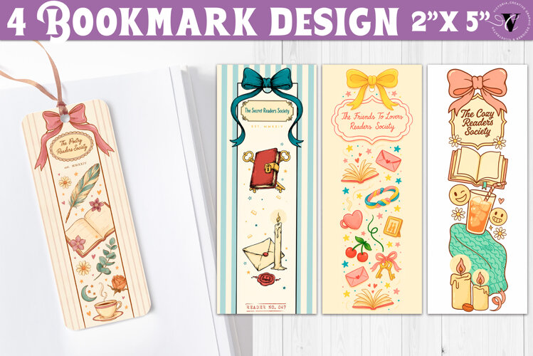4 Bookish Bookmarks | Book Lover Bookmark designs example image 1