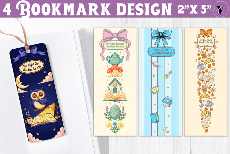 4 Bookish Bookmarks | Book Lover Bookmark designs example image 1
