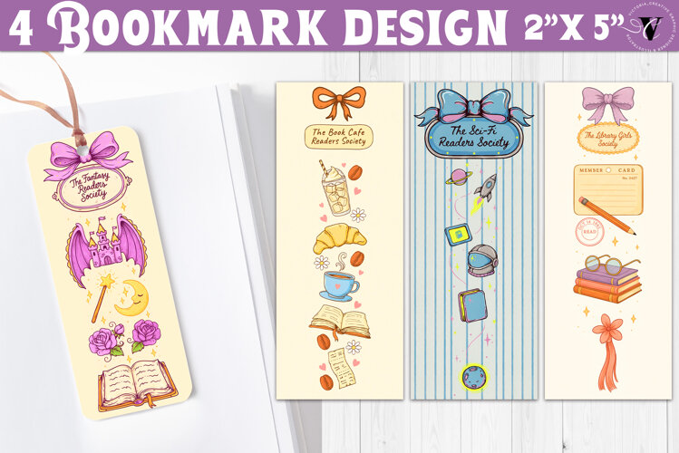 4 Bookish Bookmarks | Book Lover Bookmark designs example image 1