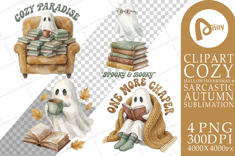 Bookish Ghost Cozy Autumn Sublimation