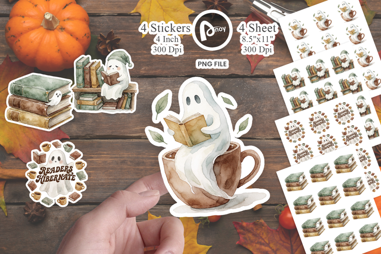 Bookish Ghost Cozy Autumn Sticker