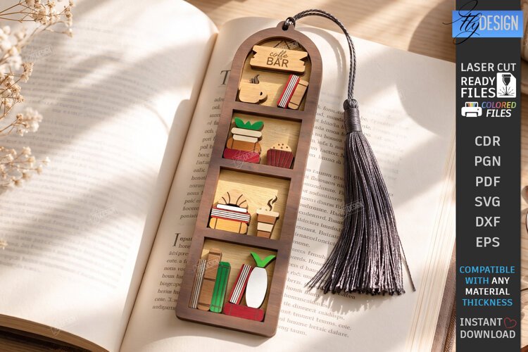3D Layered Wooden Bookshelf Bookmark Laser Cut | Gift Idea example image 1