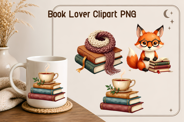 Cozy Book Lover Clipart PNG