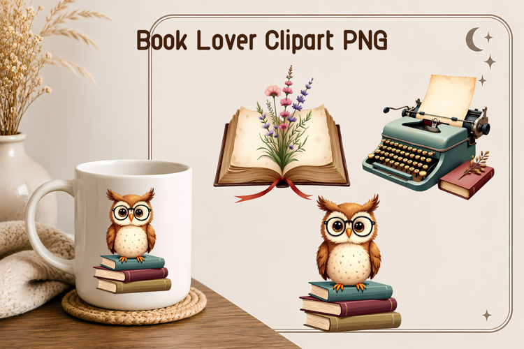 Cute Book Lover Clipart PNG| Book sublimation