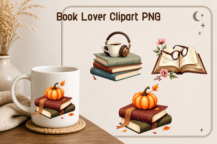 Fall Book Lover Clipart PNG| Book sublimation