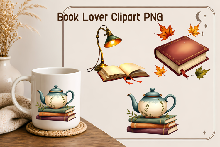 Autumn Book Lover Clipart PNG | Book sublimation