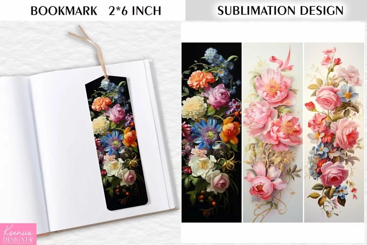Flower Bookmark Sublimation Design|Vintage Floral Printable
