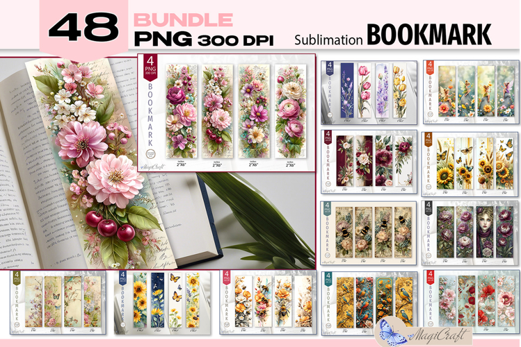 Bookmark flowers png |bookmark designs|flora Bookmark Bundle
