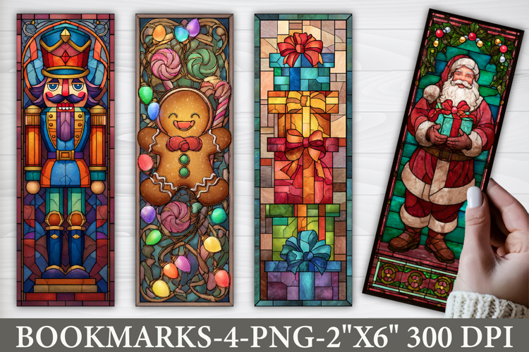Stained Glass Christmas Printable Bookmarks