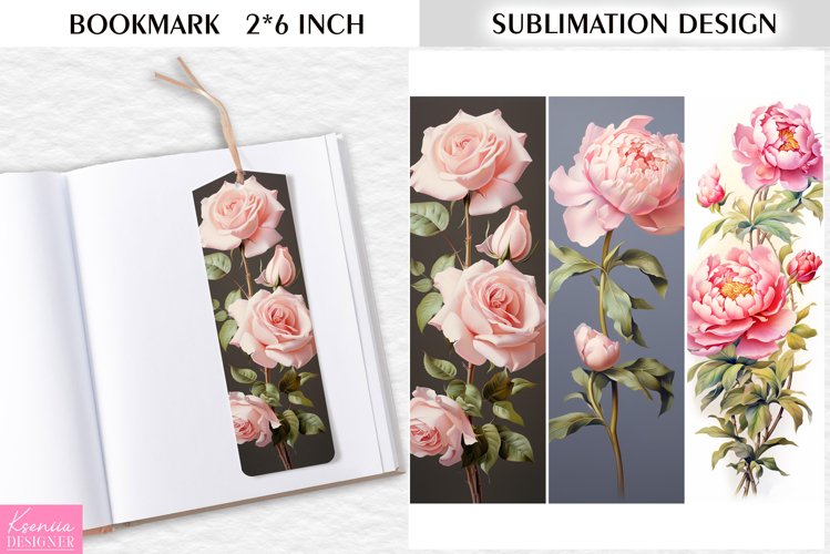 Flower Bookmark Sublimation Design|Vintage Floral Printable example image 1