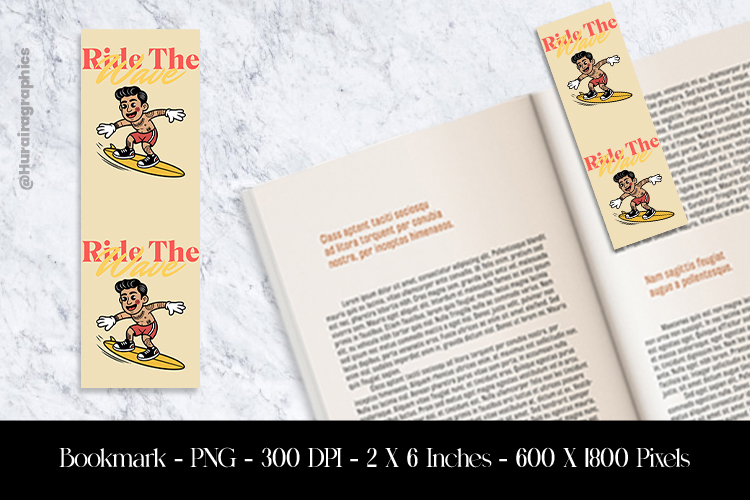 Ride The Wave Bookmark Sublimation Design PNG