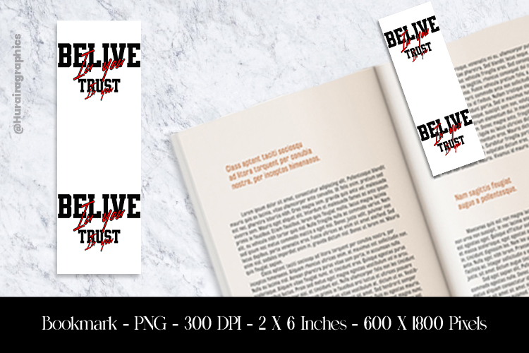 Belive In You Trust In You Bookmark Sublimation Design PNG