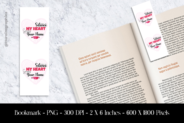 Romantic Heart Quote Bookmark Sublimation Design PNG