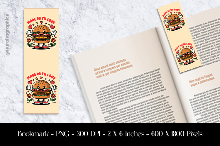Made With Love Bookmark Sublimation Design PNG