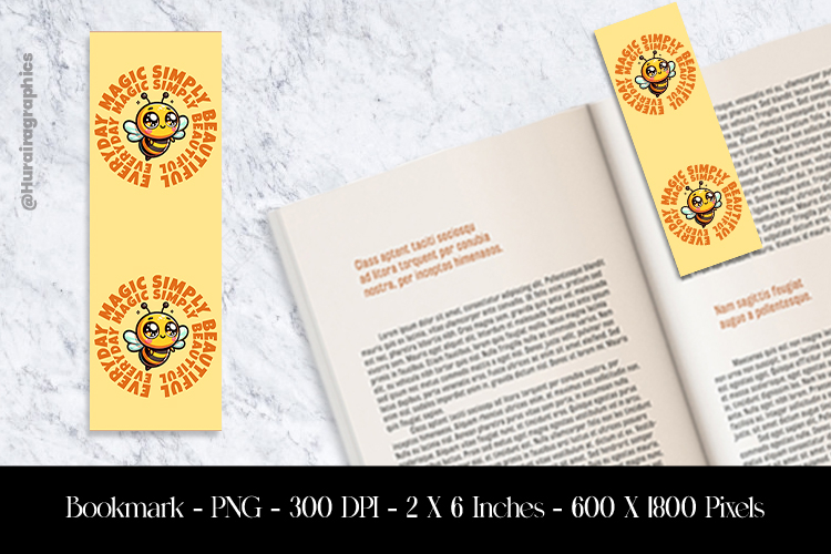 Cute Bee Bookmark Sublimation Design PNG