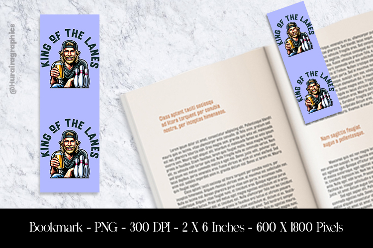 King Of The Lanes Bookmark Sublimation Design PNG