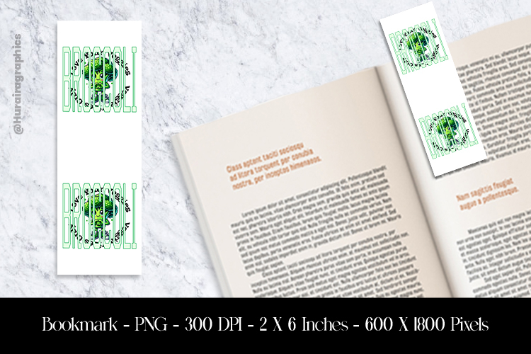 Broccoli Bookmark Sublimation Design PNG