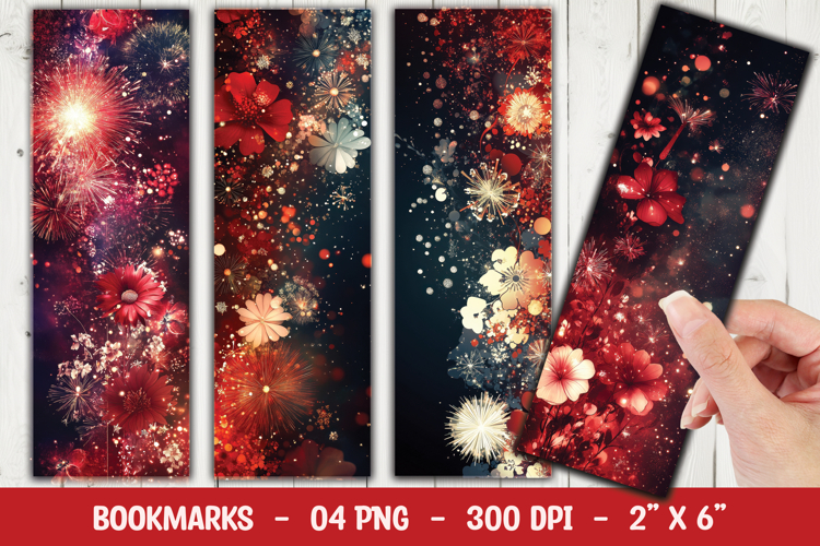 Red Floral Galaxy Bookmark Sublimation example image 1