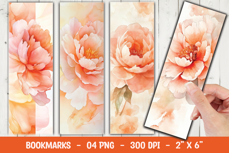 Peach Floral Blossom Bookmark Sublimation example image 1