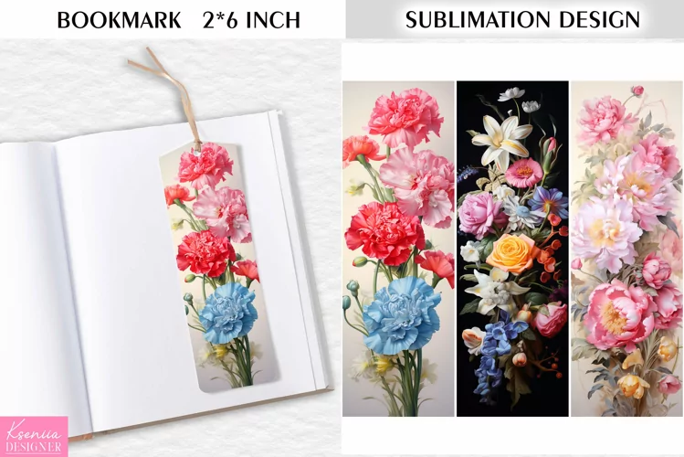 Flower Bookmark Sublimation Design|Vintage Floral Printable