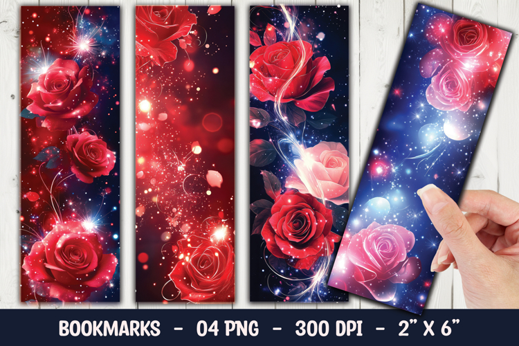 Rose Galaxy Floral Bookmark Sublimation example image 1