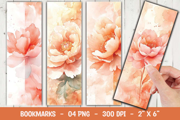 Peach Floral Garden Bookmark Sublimation example image 1