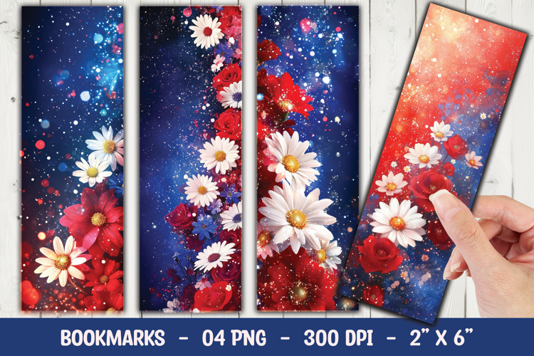 Daisy Galaxy Floral Bookmark Sublimation example image 1