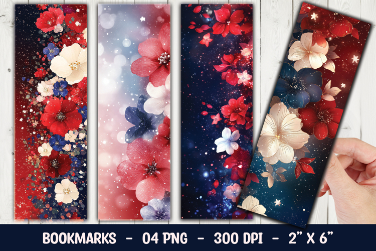 Floral Vintage Blue Bookmark Sublimation example image 1