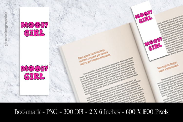 Moody Girl Bookmark Sublimation Design PNG