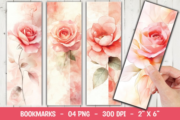 Rose Floral Soft Bookmark Sublimation example image 1