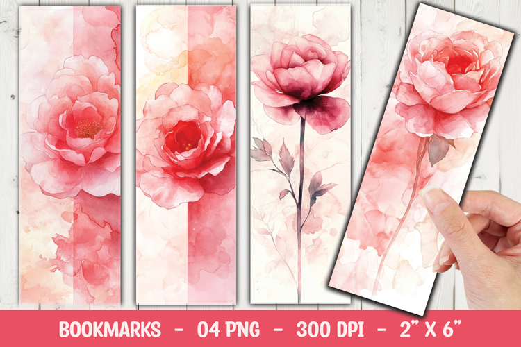 Pink Floral Blossom Bookmark Sublimation example image 1