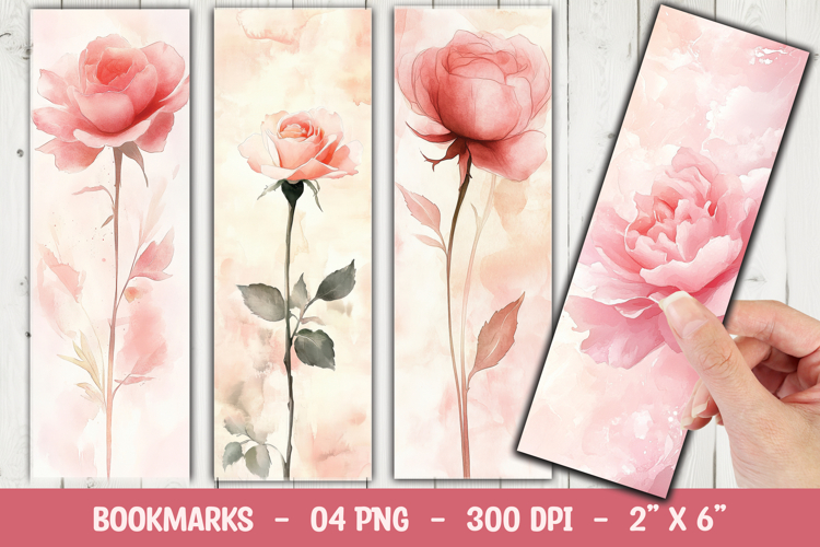 Soft Rose Floral Bookmark Sublimation example image 1