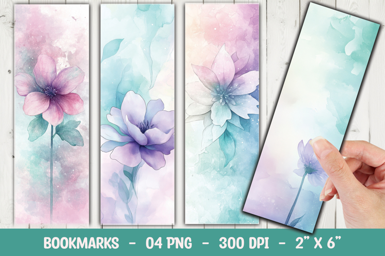 Pastel Floral Bloom Bookmark Sublimation example image 1