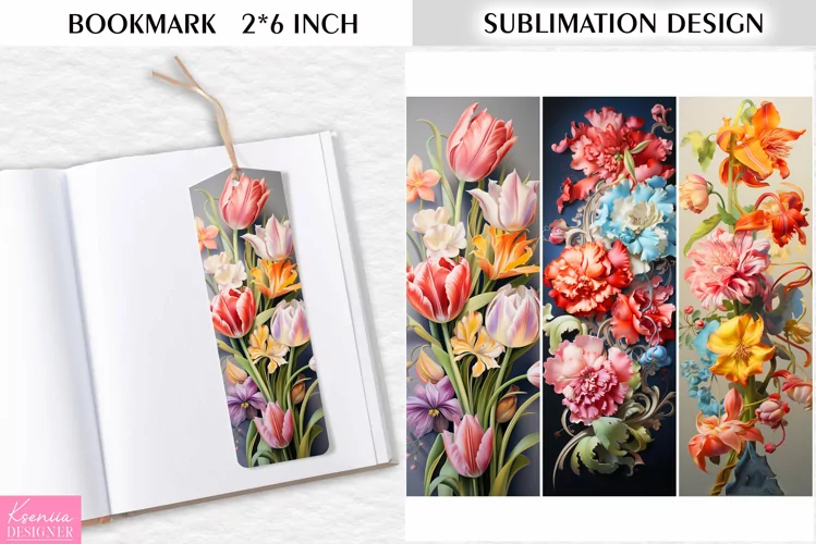 Flower Bookmark Sublimation Design|Vintage Floral Printable