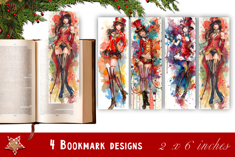 Pin up christmas girl bookmark printable | Retro woman book